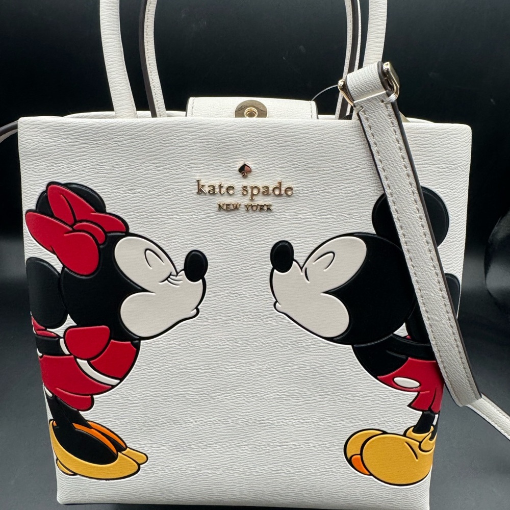 kate spade white Minnie & Mickey Kissing Small Tote